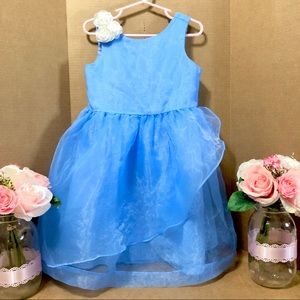 Janie and Jack Blossom Organza Dress Size 4 Blue